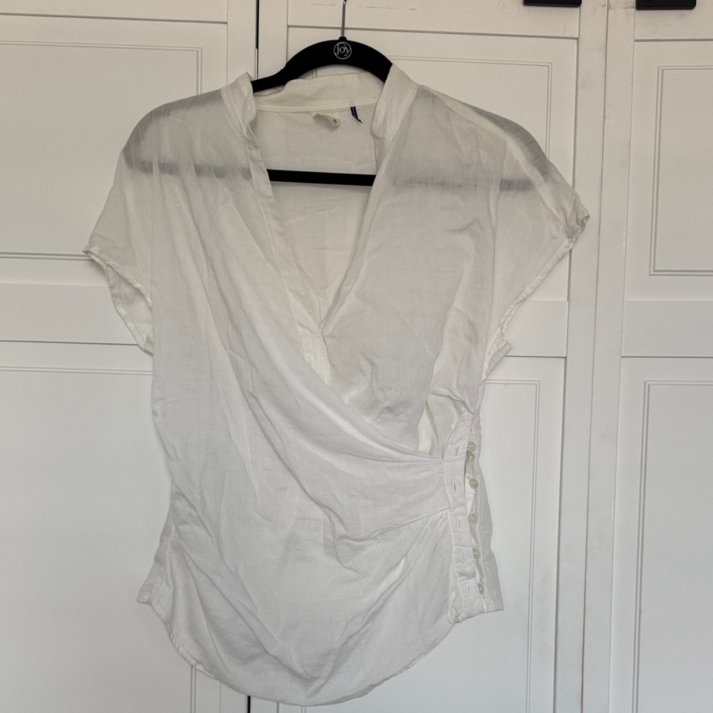 Anthropologie Ivory Wrap Blouse
